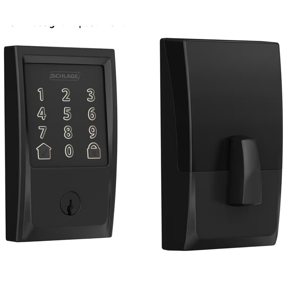 Schlage Encode Smart WiFi Deadbolt Matte Black BE499WB CEN 622 Century Trim